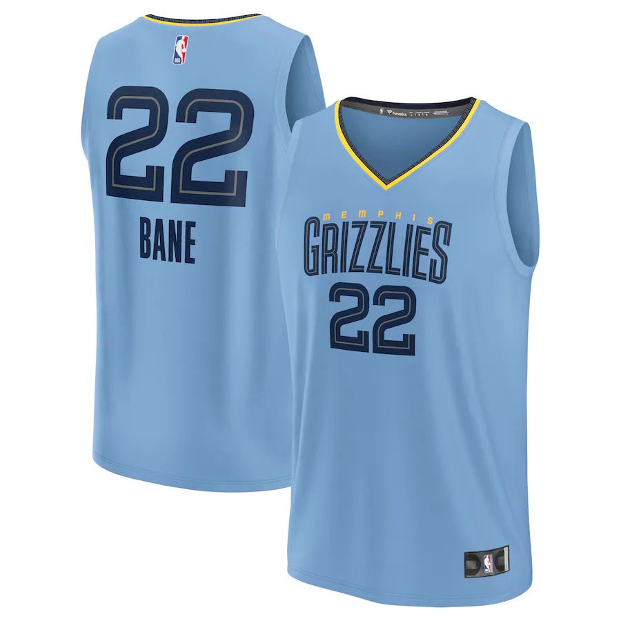 Men Memphis Grizzlies 22 Desmond Bane Fanatics Branded Light Blue Statement Edition 2022-23 Fast Break Replica Player NBA Jersey